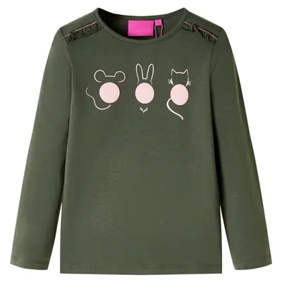 Tricou pentru copii cu mâneci lungi, kaki, 140