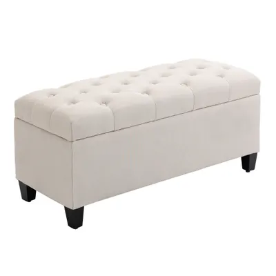 HOMCOM Banc de rangement taburet salon cap de pat cufar de depozitare pentru salon, camera, intrare, 100 x 40 x 44 cm, alb | Aosom Romania