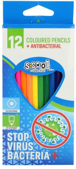 Creioane colorate antibacteriene S. Cool - 12 culori