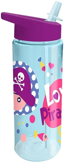 Sticlă cu paie Kids Licensing - Pirații, 550 ml