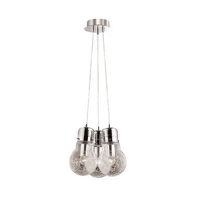 Lustra Luce Max, 3 becuri, dulie E27, D:320mm, H:300/1200mm, Crom