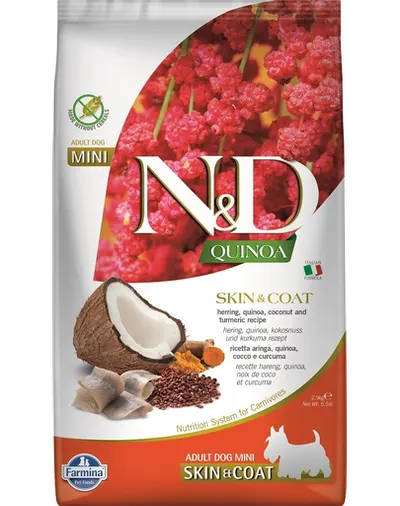 FARMINA N&D Quinoa Hrana dietetica pentru caini de talie mica, cu hering si nuca de cocos 2,5 kg