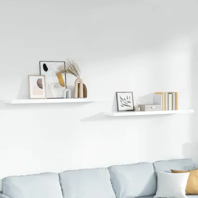 vidaXL Rafturi de perete, 2 buc., alb extralucios, 120x23,5x3,8 cm MDF