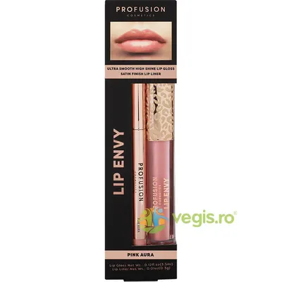 Set Lip Envy Pink Aura: Luciu de Buze Ultra Neted si Lucios 3.5ml + Creion de Buze cu Finish Satinat 0.3g