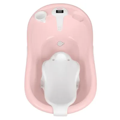 Cadita copii cu termometru digital si reductor anatomic detasabil KikkaBoo Lavera Pink,realizata din plastic rezistent cu margini rotunijite,fara BPA,manere pentru mutare usoara,suport sapun si recipient clatire inclus