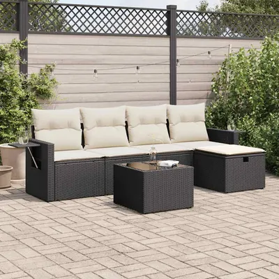 Gossi set mobilier de gradina cu perne, 6 piese, negru, poliratan