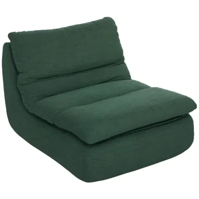 HOMCOM Scaun de Podea Modern și Capitonaț din Țesătură cu Aspect Catifelat Verde | Aosom Romania