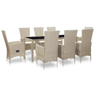Gossi set mobilier de exterior cu perne, 9 piese, bej, poliratan