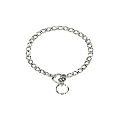 Zgarda strangulanta din lant metalic, argintie, pentru caini de talie medie si mare, grosime 3 mm, lungime 75 cm