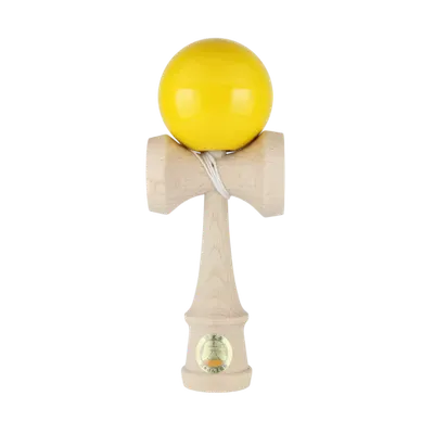 Joc de indemanare din lemn Kendama Ozora, 18 cm - Galben