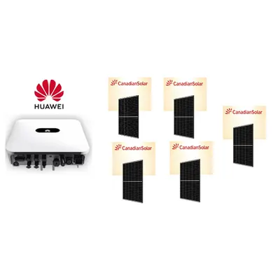 Kit fotovoltaic monofazat 2.2 kW cu invertor hibrid Huawei si 5 panouri Canadian Solar 455W – solutie eficienta pentru autoconsum si economie la factura de energie