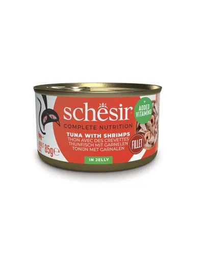 SCHESIR Conserva pisica, Ton cu creveti in aspic 85 g