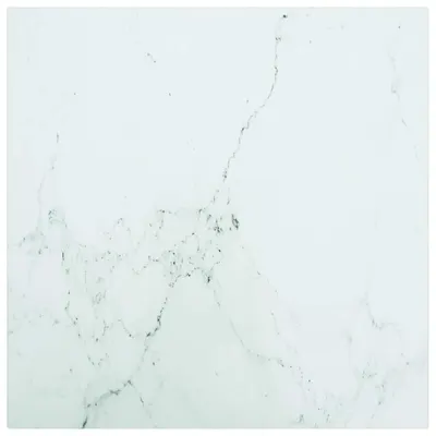 vidaXL Blat masă alb 40x40 cm 6 mm sticlă securizată design marmură