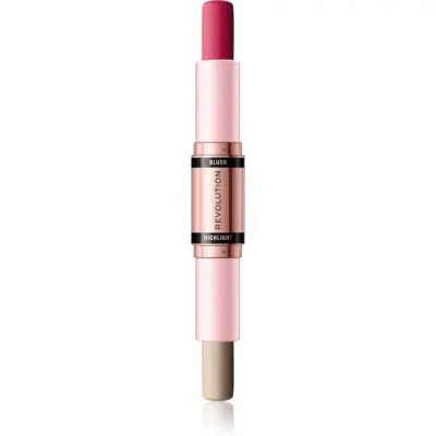 Revolution Blush & Highlight blush cremos și iluminator stick culoare Mauve Glow 2x4.3 g