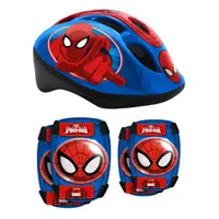 Combo set Spiderman, casca reglabila, genunchiere si cotiere, 3-6 ani, Stamp