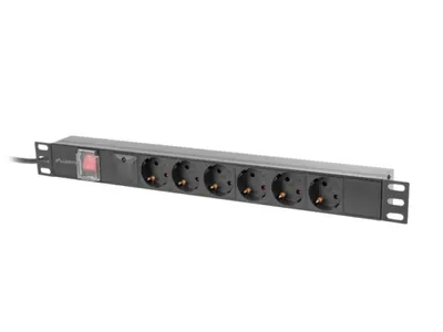 Unitate distributie alimentare PDU 19", 1U, 10A, 6 prize , negru, C14