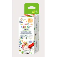 Kit rola de desenat Uneste punctele - 2 m, include 4 creioane colorate cerate, Vehicule - Haku Yoka
