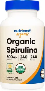 Organic Spirulina, 500 mg, 240 tablete, Nutricost