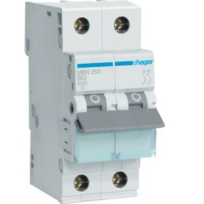 Siguranta automata 2P 63A 6kA curba B Hager MBN263