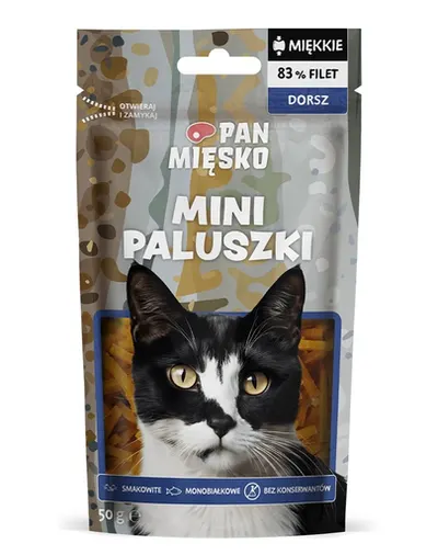 AN MIĘSKO Mini bețișoare cu cod gustare pentru pisici 50 g
