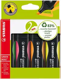 Set de etichete text Stabilo Green Boss - Fluorescent, 4 culori