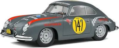 Model de colecționar SOLIDO Curse: Mașini - Porsche 356 #147 Panamericana, Grey, 1954