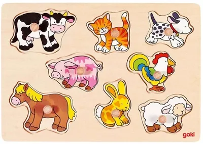Puzzle cu mânere Goki - Animale de companie