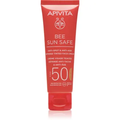 Apivita Bee Sun Safe Anti-Spot and Anti-Age Tinted Face Cream SPF50 crema de fata cu efect de protectie SPF 50 culoare Tinted 50 ml