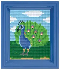 Mozaic cu ramă Pixelhobby - Păun, Kit Pixel Clasic