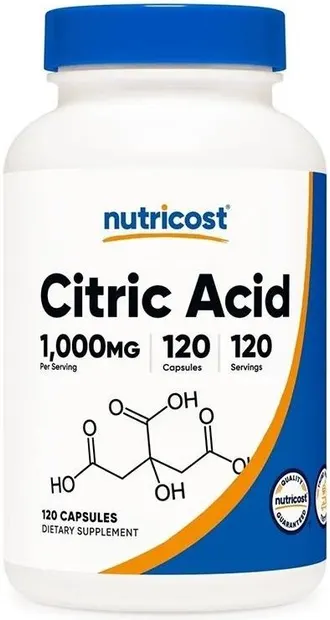 Citric Acid, 1000 mg, 120 capsule, Nutricost