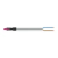 pre-assembled connecting cable; Eca; Socket/open-ended; 2-pole; Cod. B; Control cable 2 x 1.0 mm²; 5 m; 1,00 mm²; pink