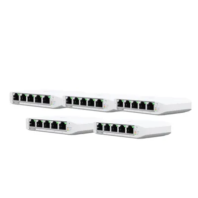 Kit switch Ubiquiti UniFi Switch Flex Mini, 5 Porturi Gigabit, 10 Gbps, L2 , PoE, cu management, 5 bucati