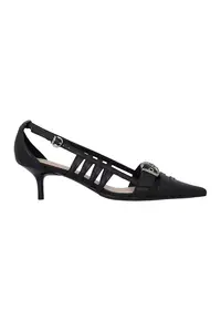 Pantofi de piele cu decupaje - Negru/Argintiu