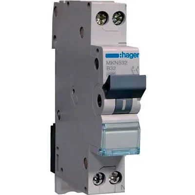 Siguranta automata 1P+N, 32A, curba B, 6kA Hager MKN532