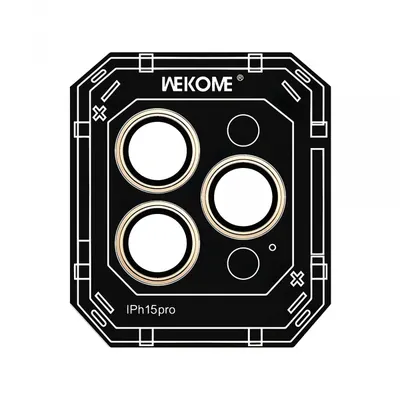 Folie de protectie Camera Spate Wekome WTPC-008 pentru Apple iPhone 15 Pro, Sticla Securizata, Aurie