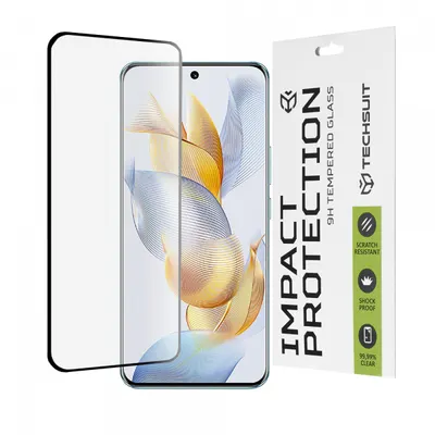 Folie de protectie Ecran Techsuit pentru Honor 90, Sticla Securizata, Full Glue, 111D, Neagra