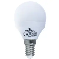 Bec LED HEPOL, forma glob, E14, 4W, 30000 ore, lumina calda