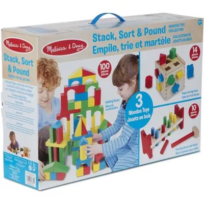 Set 3 jucarii clasice din lemn Melissa & Doug 93685