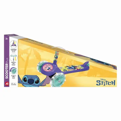 Trotineta cu 3 roti luminoase, baza antiderapanta si ghidon reglabil Stitch