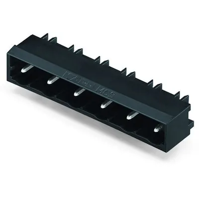 THR male header; 1.2 x 1.2 mm solder pin; angled; Pin spacing 7.5 mm; 7-pole; black