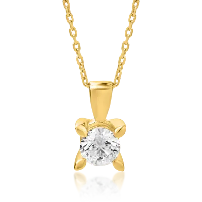 Lant cu pandantiv din aur galben cu diamant de 0.5ct