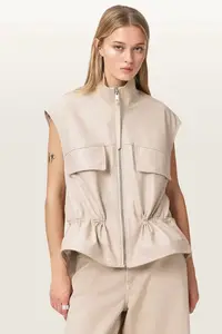 AllSaints vestă pentru femei, din piele FLOR