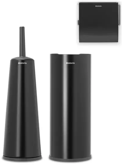 Set de 3 accesorii pentru toaletă Brabantia - ReNew, Matt Black