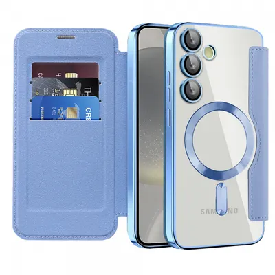 Husa MagSafe pentru Samsung Galaxy S24 S921, Techsuit, SmartMag Book, Bleu
