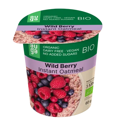 Porridge din ovaz integral cu fructe de padure Bio, 60g, Auga