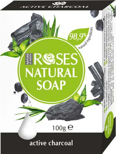 Nature of Agiva Roses Săpun cu cărbune activ, 100 g