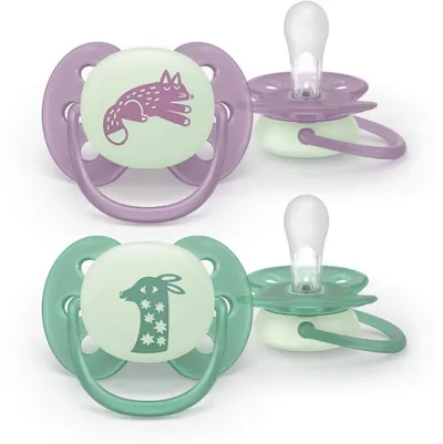 Suzete Philips Avent Ultra Soft - Night, 6-18 luni, pentru fetiță
