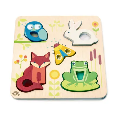 Puzzle educativ senzorial tactil Animalute din padure din lemn premium - Touchy Feely Animals