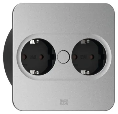 Contact pentru încorporare Bachmann - TWIST 2, 2x Schuko, 2 m, pătrat, inox