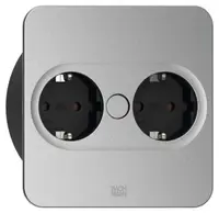 Contact pentru încorporare Bachmann - TWIST 2, 2x Schuko, 2 m, pătrat, inox